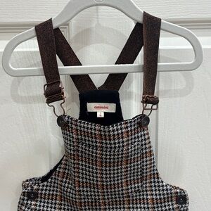 Catimini girls 3 Houndstooth Overall dress with Black and Brown Accents